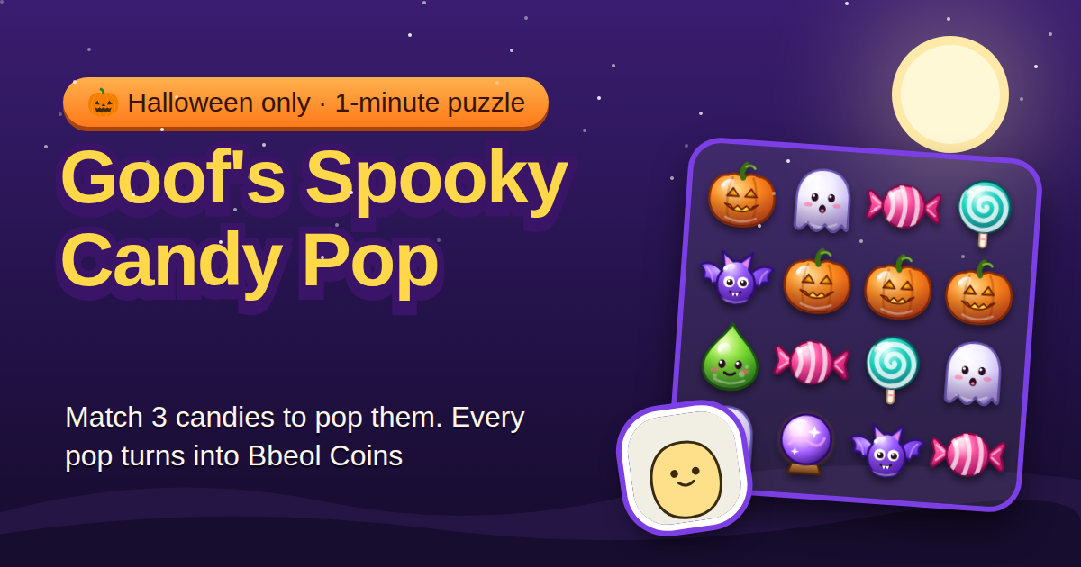 New Game: Goof's Spooky Candy Pop, a One-Minute Halloween Match-3 Where Candy Turns Into Coins